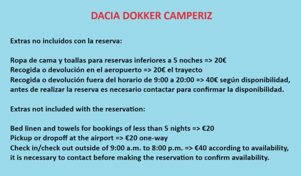 Campo de lujo Dacia Dokker Camperiz *